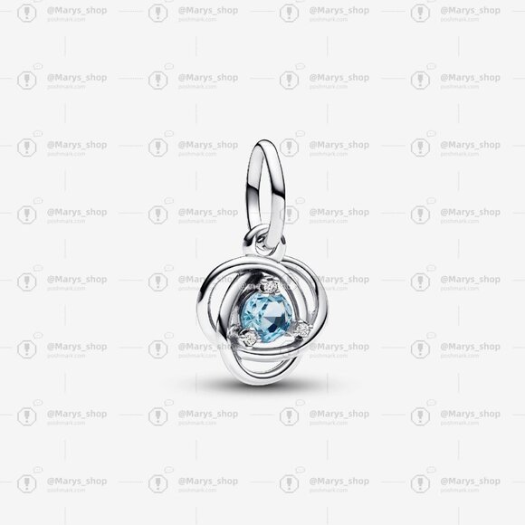Pandora Sea Aqua Blue Eternity Circle Dangle Charm - Picture 1 of 6